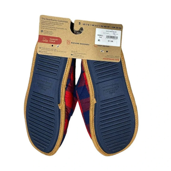 New Men's Dearfoams Papa Bear Plaid Christmas Slippers Size Sm 7/8 - Picture 4 of 4